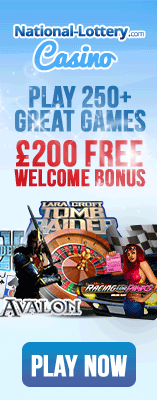 Play 250+ great games and get up to £200 Welcome Bonus at National-Lottery.com Casino